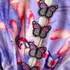 Luxuriöses und elegantes Charm-Laternenkleid mit langen Ärmeln, Stehkragen und Taille, schmales A-Linien-Kleid mit Schmetterlingsdruck