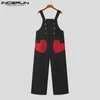 Mens Pants INCERUN American Style Handsome Funny Love Pattern Pocket Decoration Jumpsuit Fashion Casual Male Strap Rompers S5XL 230809