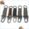 Outdoor Gadgets Stainless Steel Carabiner Emergency Keychain Hiking Cam Tool 550Ibs Paracord Rope Survival Kit Cord Lanyard Drop Del Dh6Da