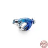 Fashionable New 925 Sterling Silver Metal Gecko Blue Murano Glass Butterfly Hook Charm Beads Suitable for Original Pandora Bracelets Jewelry Free Shipping