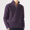 Men's Sweaters Long Sleeve Slim Zip-up Stand Collar Knitted Jumper Pullover Autumn Winter Leisure Solid Knit Sweater Men Clothes