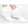 Kadın Çoraplar Cuhakci Dantel Fırfır Fırfırlı Ayak Bileği Moda Hollow Harajuku Güzel Sevimli Vintage Retro Froral Lady Beyaz