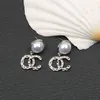 Boucles d'oreilles de luxe Lettres de créateurs étalons boucles oreilles pendants cristaux géométriques bijoux pour femmes accessoires fête des amants de fiançailles de mariage cadeau