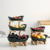 Plates Cake Basket Multi-tier Fruit Tray Kitchen Bamboo Dessert Ceramic With Wood Table Sushi For Stand Candy Set