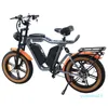48V Elektrikli Bisiklet Yağ Lastik E Bisiklet 20 Tekerlek Boyutu Elektrikli Hibrit Bisiklet Çift Motor Lityum Pil Dağ Elektrik Yolu Bisiklet