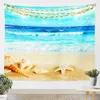 Tapissries Starfish Seashells Tapestry Sea Creatures Tapestry Beach Blue Ocean Tapestry Wall Hanging Bedroom vardagsrum sovsal dekoration R230810