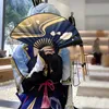 Chinese Style Products Game Genshin Impact Kamisato Ayaka Cosplay Prop Folding Fan Hand Two Sided Decor Paper Unisex R230810