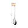 Dinnerware Sets Long Handle 304 Stainless Steel Spoon Children's Thickened Flat-bottomed Creative Household Rice Chinese