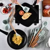 Cooking Utensils 1PCS Silicone Spatula Spoon Tongs Heatresistant Soup Nonstick Shovel Wooden Handle Kitchen Tool 230809