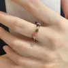 Solitaire Ring Natural Stone Rainbow Tourmaline Ring Fashion Retro Handmade Metal Wire Winding Beaded Open Adjustable Ring Female Charm Jewelry 230810