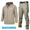 Outdoor Shirts Men's Waterproof Fishing Jacket Waterproof Outdoor Jacket Hoodie Fishing Trousers Clothes Hiking Jacket Pants Two Piece Set 230810