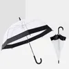 Guarda-chuva Cogumelo Princesa Transparente Semiautomático Para Crianças Meninas Mulheres Cores Guarda-chuva PVC Cabo Longo