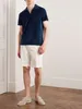 Men Polo T Shirts Summer Loro Piana New Style Polos Shirt Short Sleeve Tshirt Dark Blue