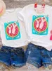 家族を一致させる衣装素敵な水彩トレンドファミリーマッチ衣装ティーグラフィックTシャツ女性女子男の子子供サマーママママ服R230810