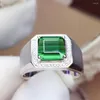 Pierścienie klastra Z625 Biżuteria 18 K Gold Natural Green Tourmaline Kamienie 3.22ct Diamonds Mężczyzna ślubny mężczyzna