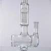 10 pulgadas Hookahs Doble filtrado Bong de vidrio transparente Perc en línea Mushroom Oil Rigs Reciclador Fumar tamaño de tubería de agua con junta de 14.4 mm