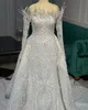 2023 Arabic Aso Ebi White Mermaid Wedding Dress Lace Beaded Pearls Luxurious Vintage Bridal Gowns Dresses ZJ202