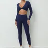 مجموعات نشطة Activewear Gym Outsits Womens Sport Long Sleeve Top Leggings مجموعة Women Sportswear بدلة اليوغا للياقة البدنية الأحمر