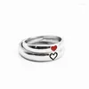 Cluster Rings Cute Heart Pairing Couple Lovers For Men Women Silver Color Adjustable Open Finger Romântico Jóias Acessórios