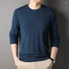 Camisolas masculinas 2023 outono e inverno high-end de alta qualidade gola redonda suéter cor sólida malha mangas compridas