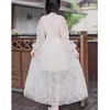 Casual Dresses Dalmazzo Designer French Fashion Mesh broderi Slim Long Dress Women Lantern Sleeve Big Size A Line Vestidos 2023