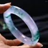 Bangle Certified Jade Round Bangles Women Fine Jewelry Genuine Myanmar Jadeite Grade A High Floating Flower Jades Bracelet