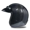 Motorcykelhjälmar Vintage Blackmatte Black Open Face Helmet Carbon Fiber Jet /4 Half Casco Capacete