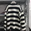 Erkekler Sweaters Siyah Beyaz Stripe Jacquard MM6 Margiela Nakış Süvari Erkekler Kadın Büyük Boy Günlük Sweatshirt Pullover 230809