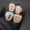 Designer Jewelry Custom HipHop Jewelry Gold Plated Baguette Moissanite Luxury Jewelry A-Z Letters Iced Out Initial Moissanite Ring