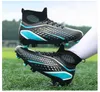 Детские голубо белые черные футбольные туфли TF AG High Top Football Boots Модные молодежные мальчики для девочек обучение обуви