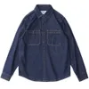 Mens Jackets N khaki denim jeans wash and do old n style retro tough guy slim casual longsleeved work shirt 230810