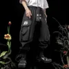 Męskie spodnie Kanji Zip Pockets Owwony Techwear Cargo Długie wstążki streetwear HARAJUU HIP HOP Black Joggers Spodni unisex 230809