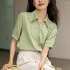 Women's Blouses Summer Shirt Loose Solid Color Top Elegant Professional Commute Clothing