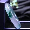 Bangle Certified Jade Round Bangles Women Fine Jewelry Genuine Myanmar Jadeite Grade A High Floating Flower Jades Bracelet