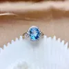 Cluster Rings DIWENFU Anello in oro bianco 14 carati con zaffiro per donna Fine Anillos De Bizuteria Mujer Gemstone Blue Topaz Wedding Box Girl