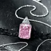 Pendant Necklaces Radiant Cut 8ct Pink Diamond Pendant Real 925 Sterling Silver Party Wedding Pendants Necklace For Women Chocker Jewelry