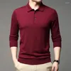 Camisolas masculinas de alta qualidade roupas de lã de seda masculina 2023 primavera gola virada para baixo malhas manga longa camisola de ovelha masculina camisas polo