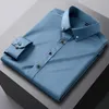 Men's Dress Shirts Men's Silk Shirts Long Sleeve Drill Button Solid Color 3XL Silky Business Formal Social No Iron and Wrinkle Soft Fashion Clothes 230809