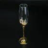 Vinglas med 2 stig bröllop kristall champagne glas guld metall stativ flöjter vingglas i bokare festälskare valentins dag gåvor 200 ml 230810