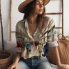 Women's Blouses Loose Long -sleeved Shirt Creative Oil Painting 3D Print Spring And Autumn Outdoor Casual Clothes