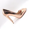 Scarpe eleganti Moda Donna Décolleté Pelle verniciata oro rosa Punta a punta Tacchi alti Sandali Stivali Matrimonio 12cm 10cm