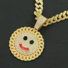 Diamond Pendant Necklace Shiny Smile Sun Flower Pendant Micro-Inset Zircon Jewelry Night Club Accessory tröja Hullsben Kubansk kedja