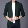 Men's Sweaters Cardigan 2023 Spring & Autumn Blazer Sweater Fashion Single Button Knitwear Male Turn-Down Collar Knit Jacket Long Sleeved