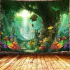 Tapisserier Fairy Tale Forest Tapestry Water Lily Pond Magic Trees Husar Vägg hängande tapisserier för barn sovrum vardagsrum sovsal rymer r230810