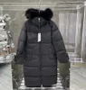 Women X-long Hooded Down Coat Thick Warm Double Zipper Drawstring loose Jacket 100% big Fox fur collar Waterproof Parkas Black