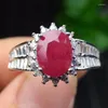 Klusterringar per smycken Natural Real Emerald eller Ruby Ring 925 Sterling Silver 0,85ct Gemstone Fine S8041309