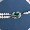 Chaînes Mode Européenne Et Américaine Multicouche Émeraude Cristal Collier De Perles Bijoux Exagéré Polyvalent Longue Chaîne De Chandail