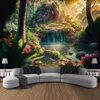 Tapisserie magique Forest Tapestry Nature Trees Waterfall Mur suspendu paysage Clènement Home Room Aesthetic Art Bedroom Decor Tapiz R230812