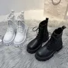 Boot beyaz deri ayak bileği sonbahar kış siyah platform gotik ayakkabılar kısa punk motosiklet savaş 230810