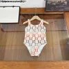 Summer Girls Brand One-Pieces Bikini Swimsuit Letters Printed Kids Toddlers Bathing Suits Baby Girl Beach Swimwear Children Swimming Wear 1-12 Years